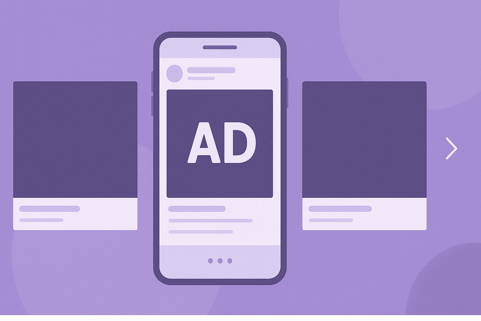 Four examples of in-feed native ads showing product reviews and testimonials, including a Looma mattress review, yellow fanny pack, glass jars with text, and a person reviewing hair products